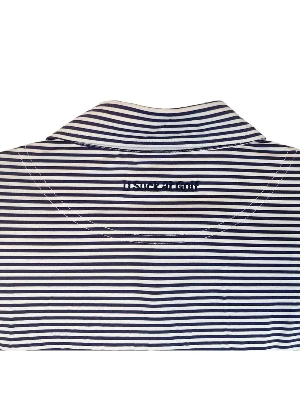U Suck At Golf Polo Shirt Mens size XL Blue Striped Short Sleeve Preppy Office